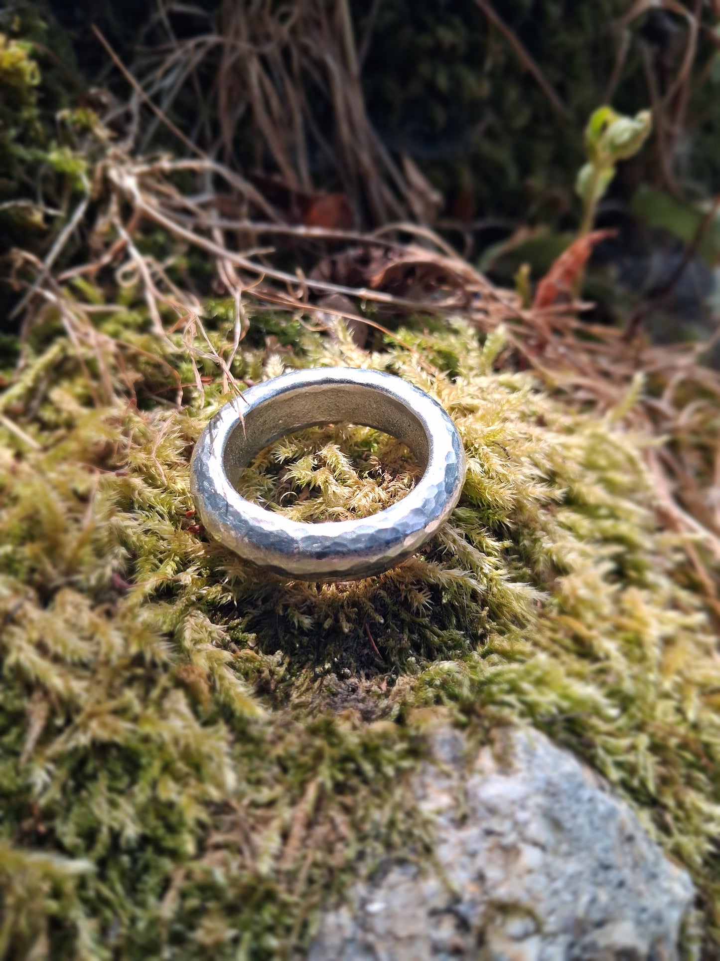 Chunky Rustic Ring | Cast and hammered pewter