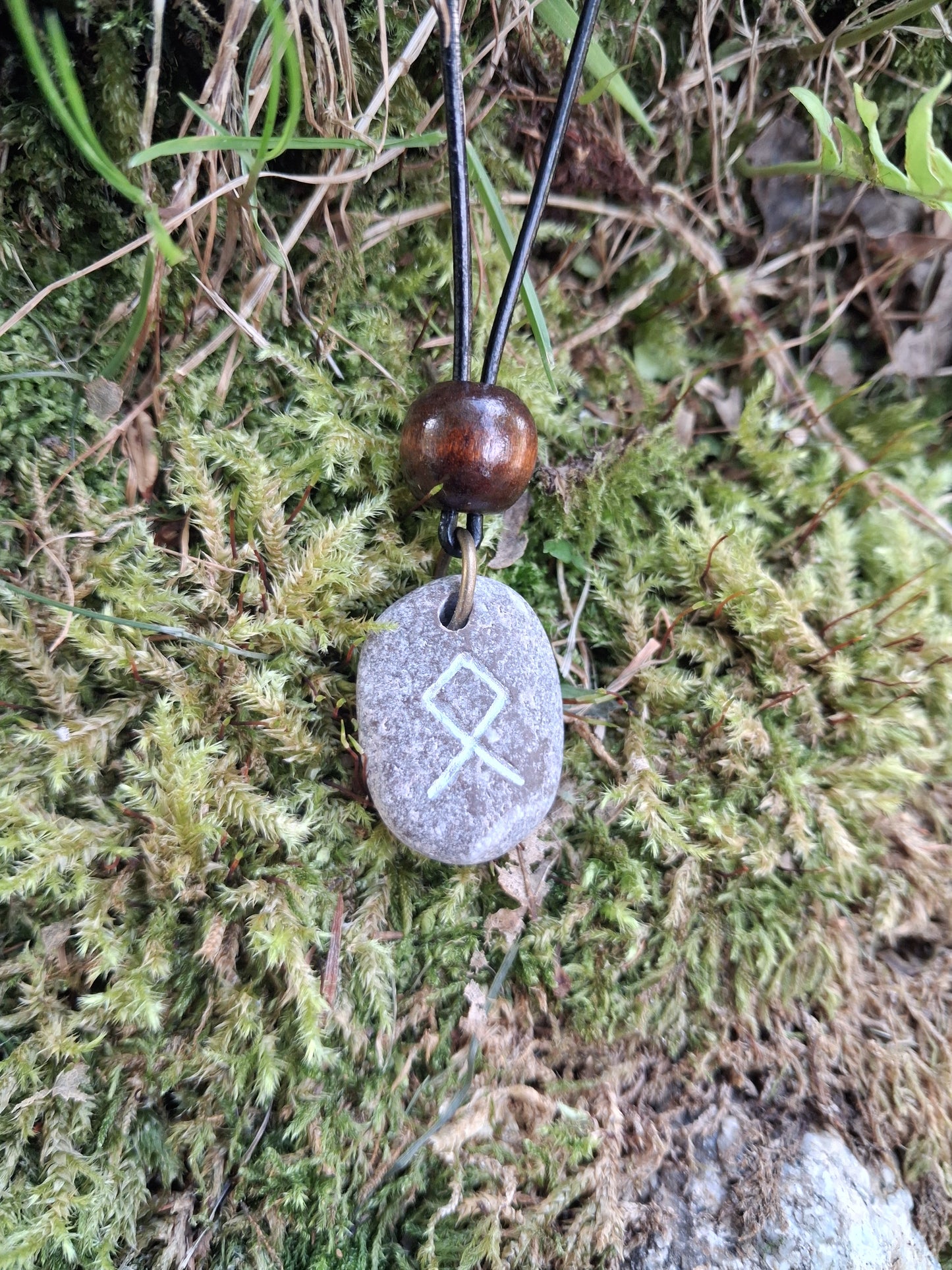 Carved Home Rune Stone Necklace - Othala - Home, Plenty - Viking Jewellery | Viking Necklace