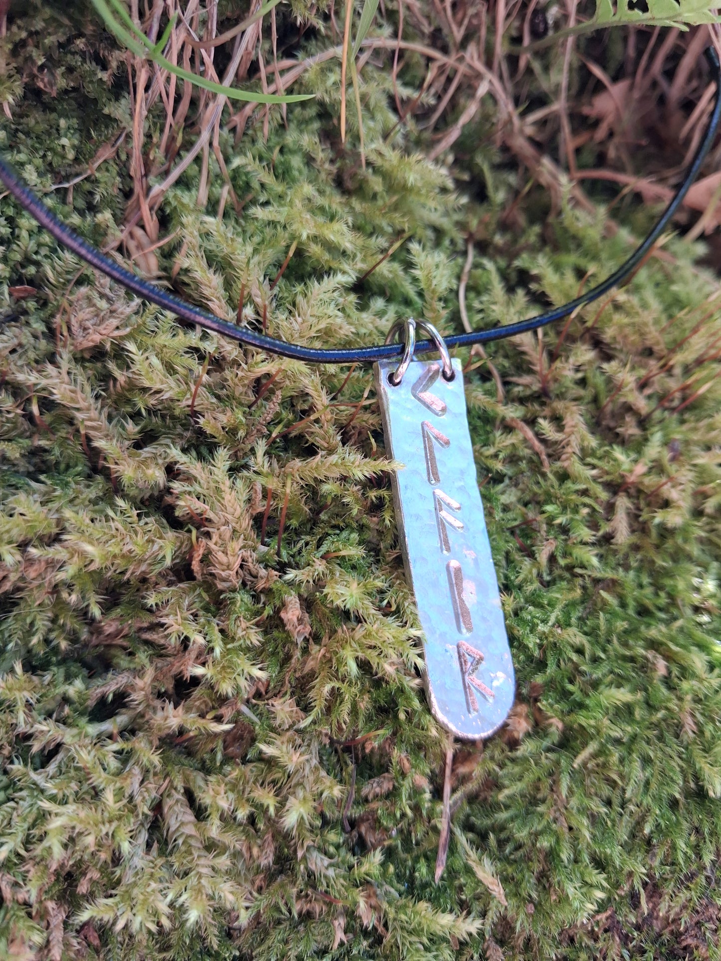 Rune Necklace - Cast and Hammered Pewter - Viking Necklace