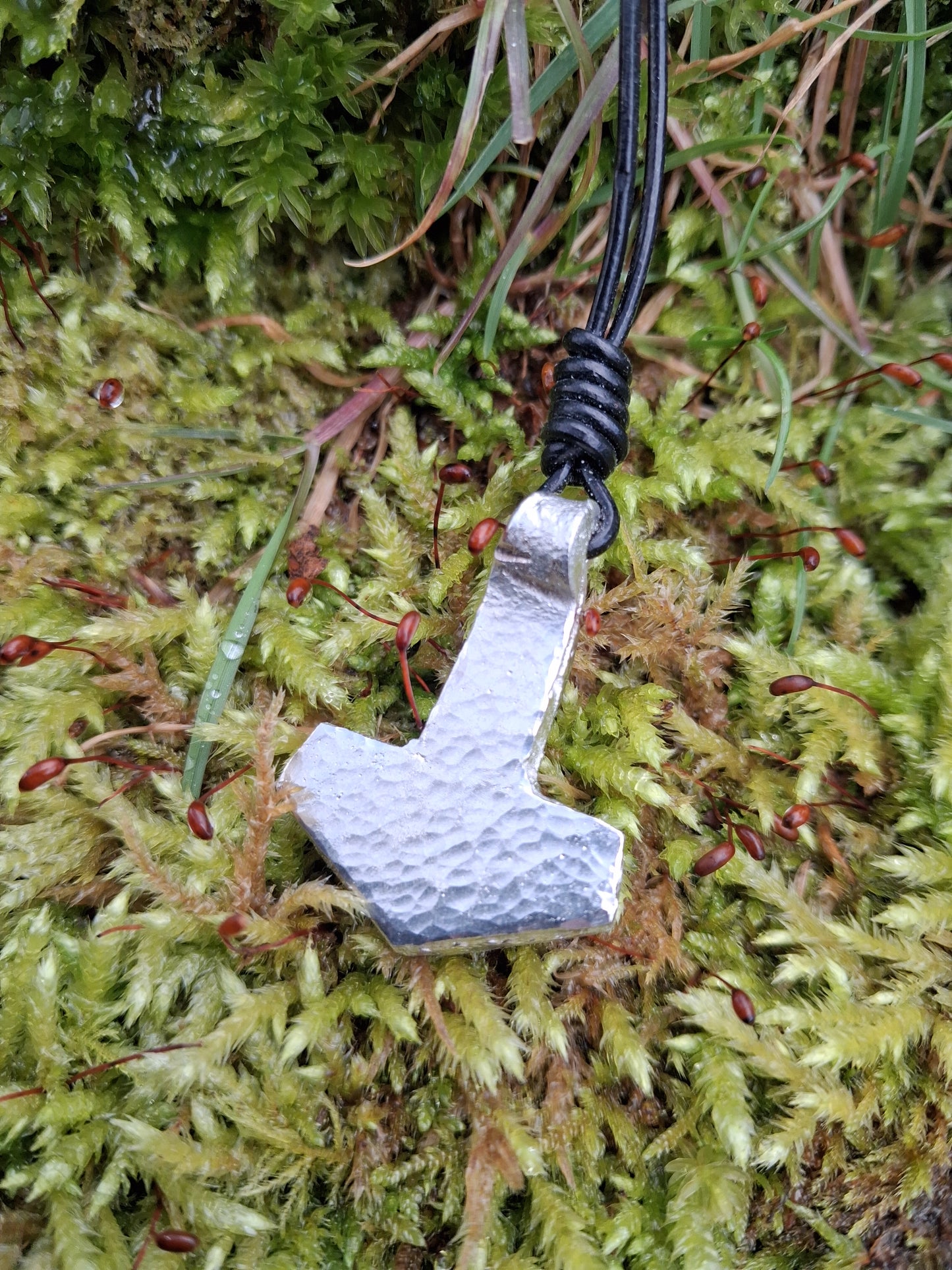 Thors Hammer Pendant |  Mjolnir Pendant Necklace - Cast and Hammered Pewter | Viking Necklace