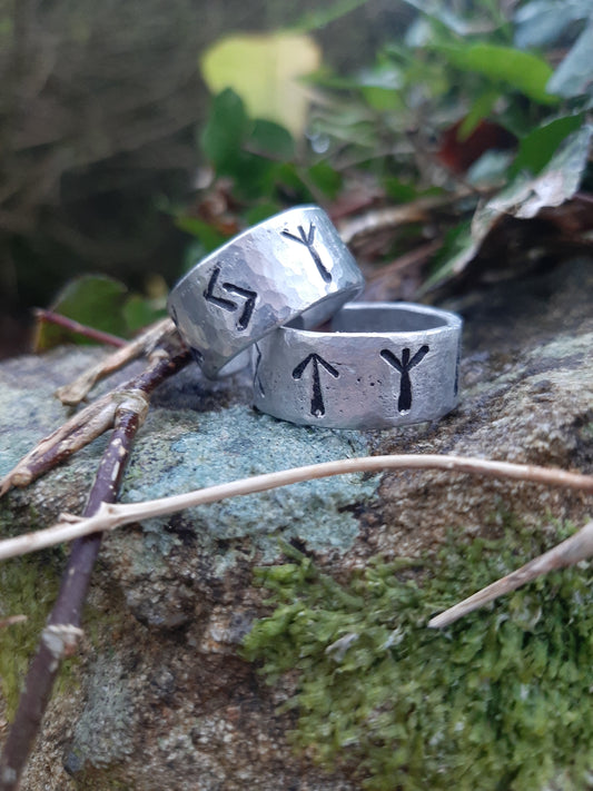 Personalised Rune Ring | Custom Symbols | Cast and hammered | Viking Jewellery