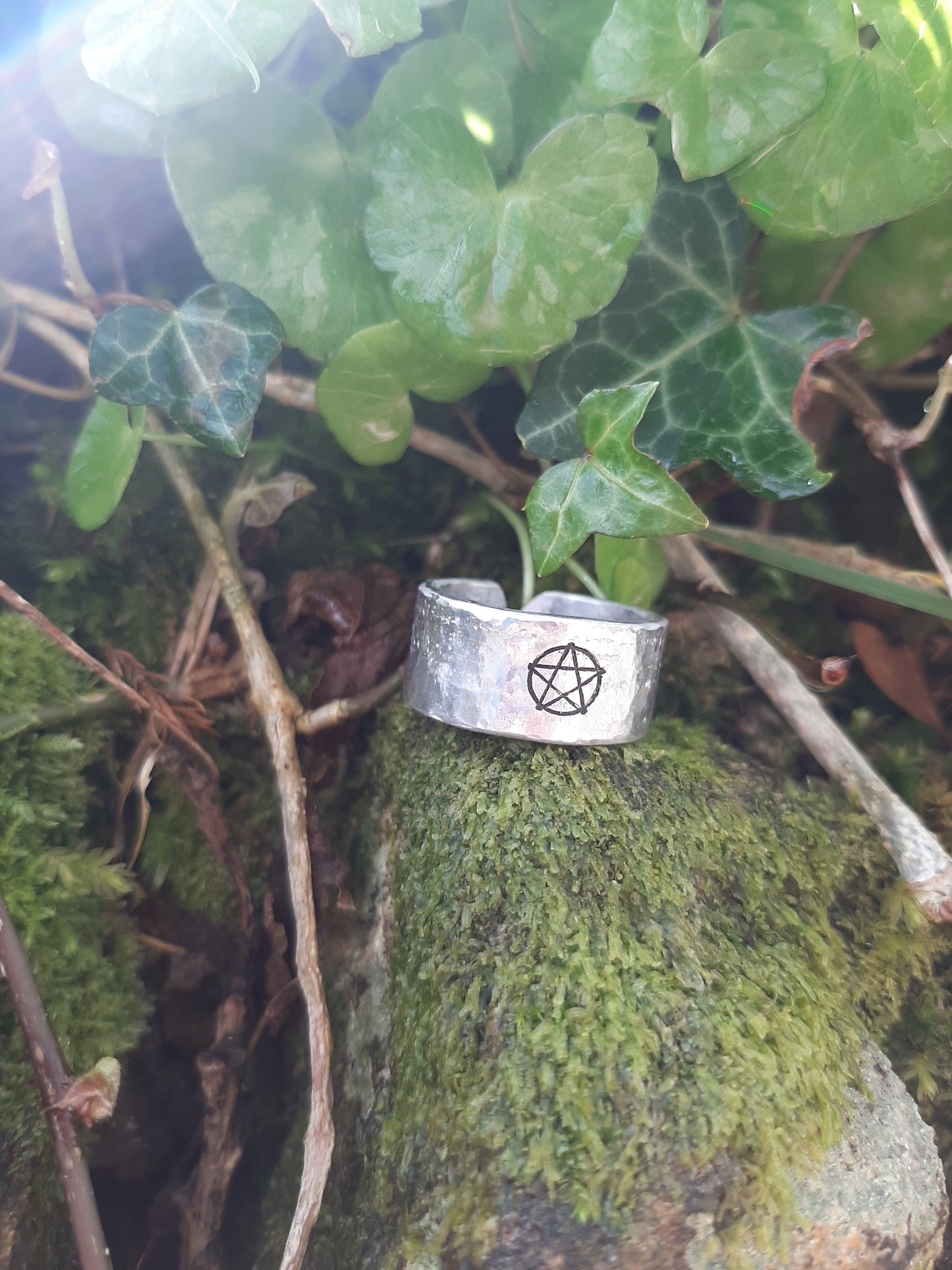 Pentagram Ring | Cast and hammered pewter | Open ring