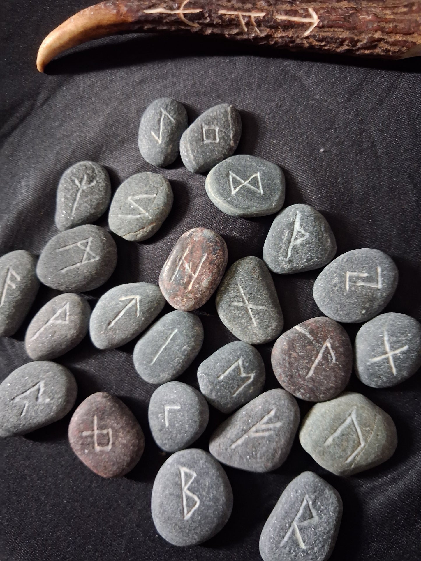 Carved Stone Rune Set - Rune casting, pagan, wiccan, magic, viking, norse