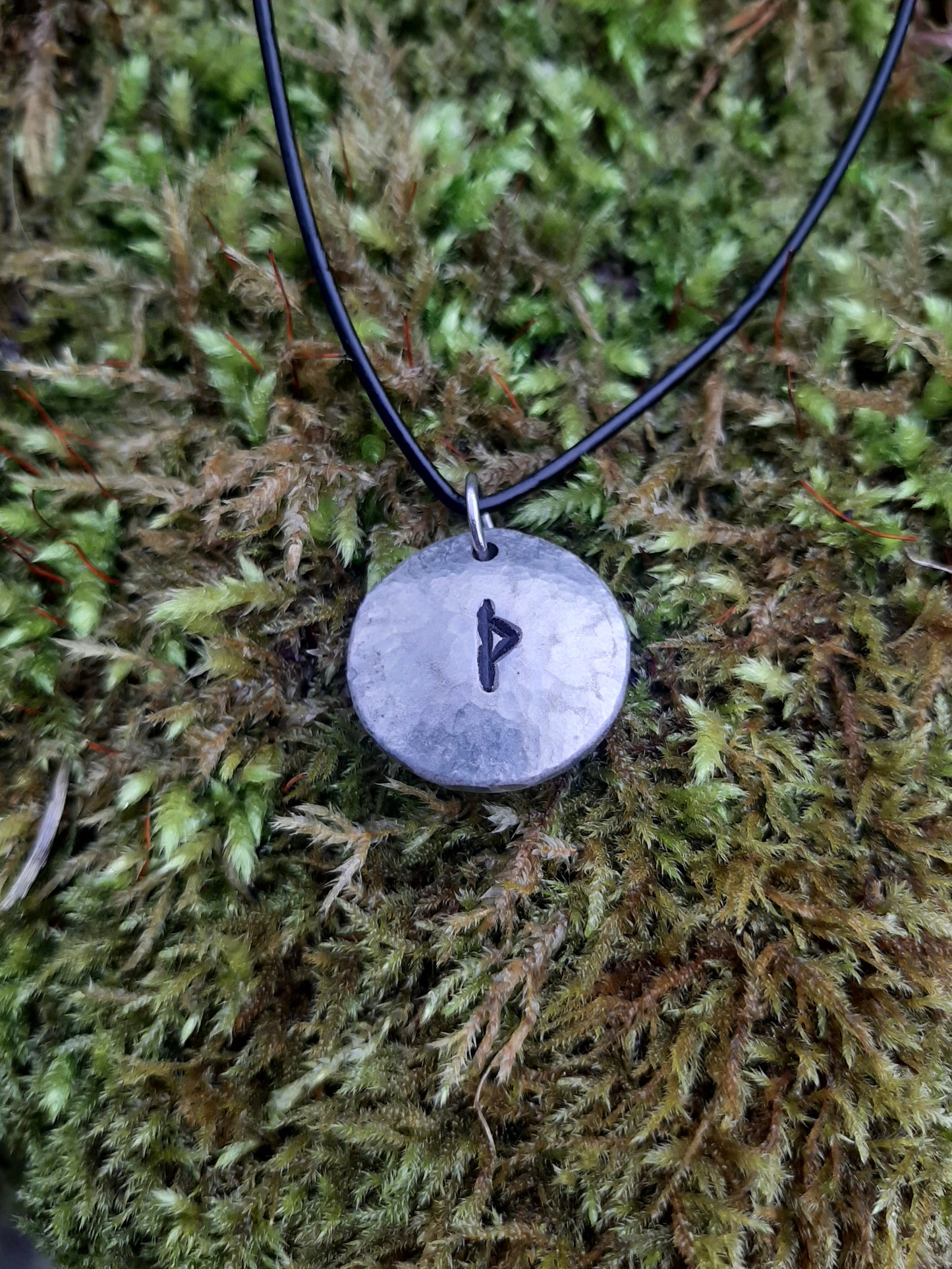 Viking Rune Necklace - Cast and Hammered Pewter - Thurisaz Rune - Thor Rune | Viking Necklace