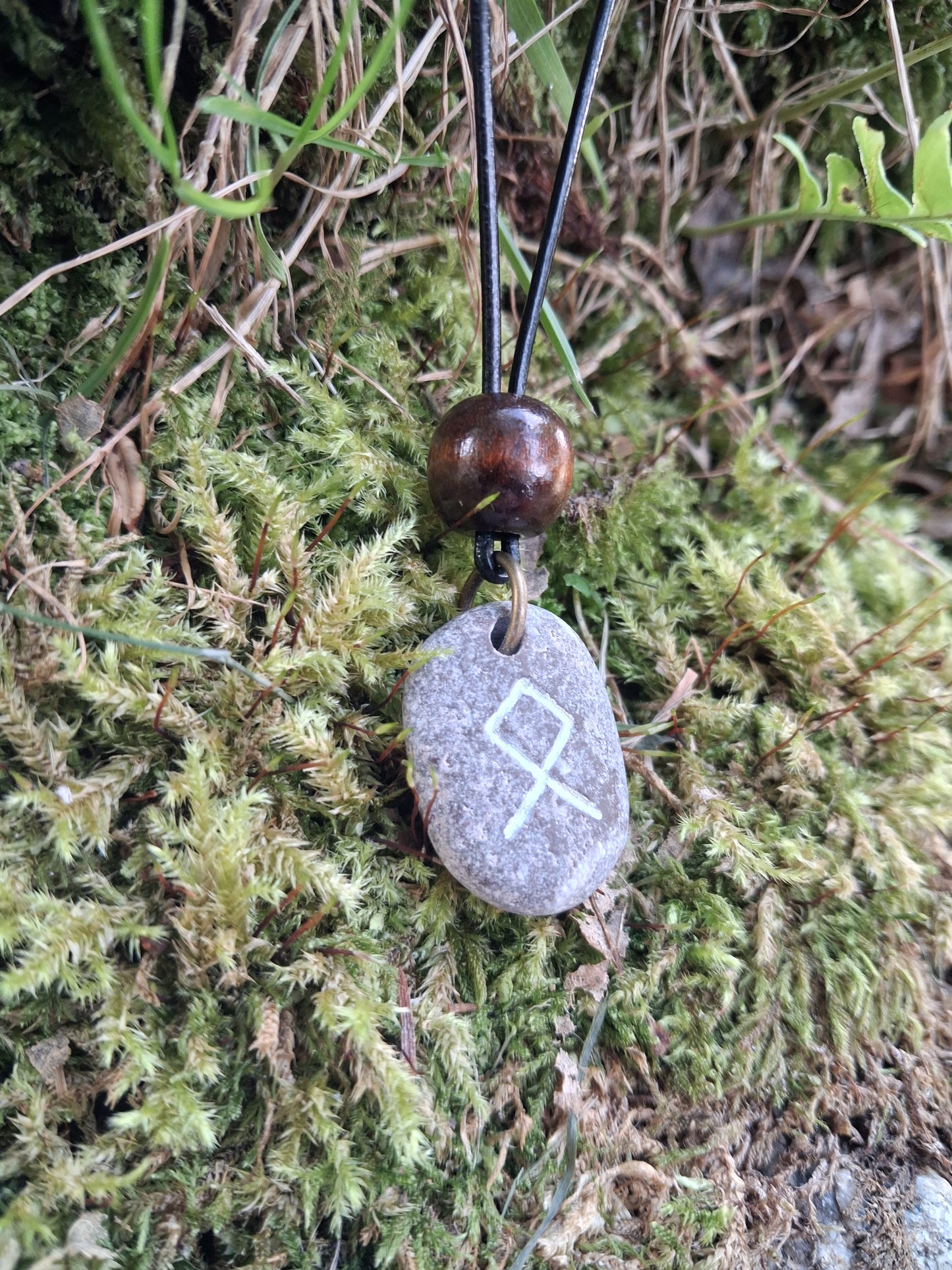 Carved Home Rune Stone Necklace - Othala - Home, Plenty - Viking Jewellery | Viking Necklace
