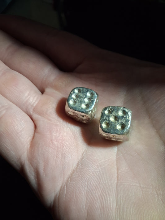 Metal Dice | Handmade, solid pewter | Grimdark dice | Steampunk dice | Cosplay accessory | imperfect
