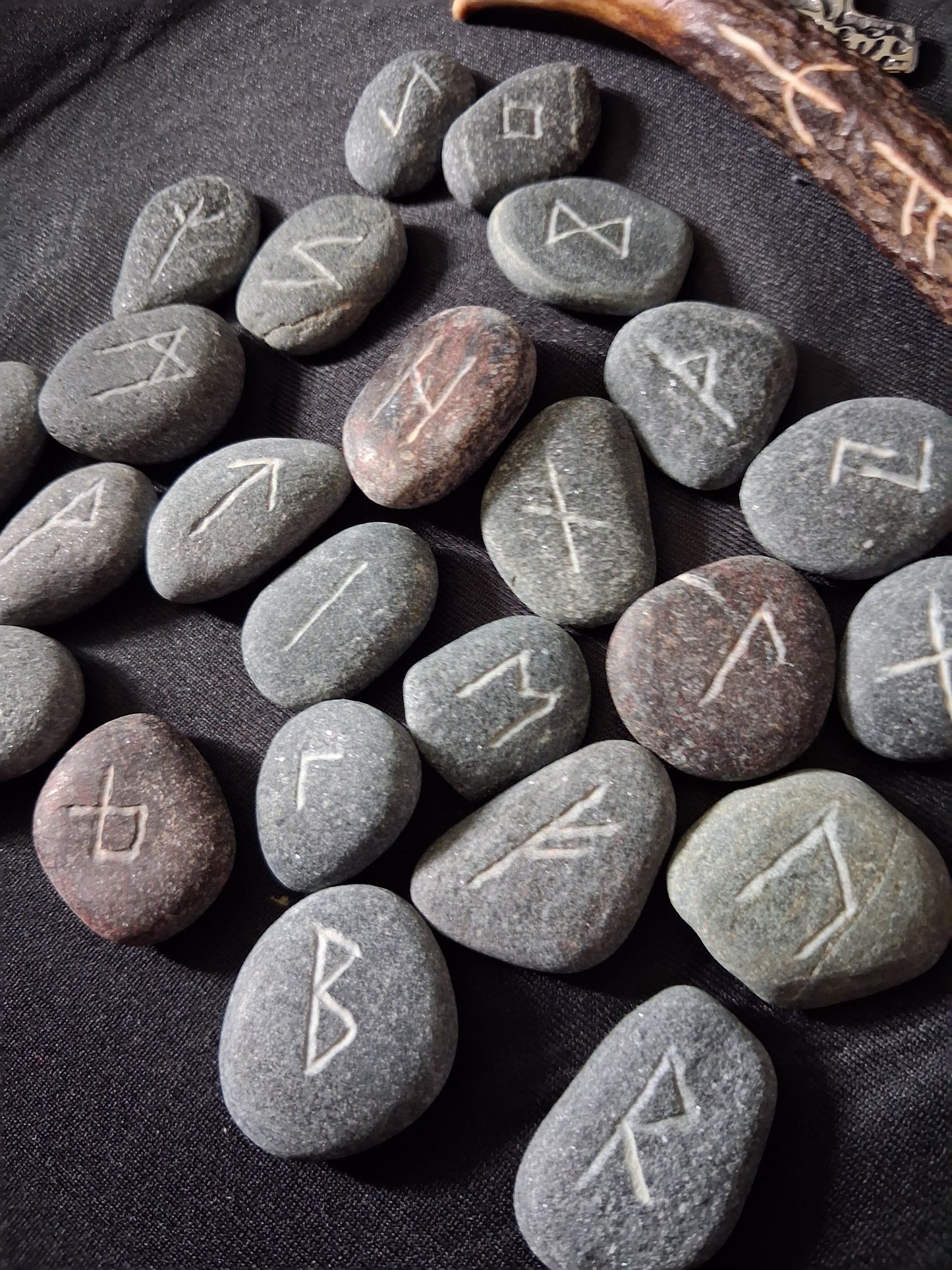 Carved Stone Rune Set - Rune casting, pagan, wiccan, magic, viking, norse