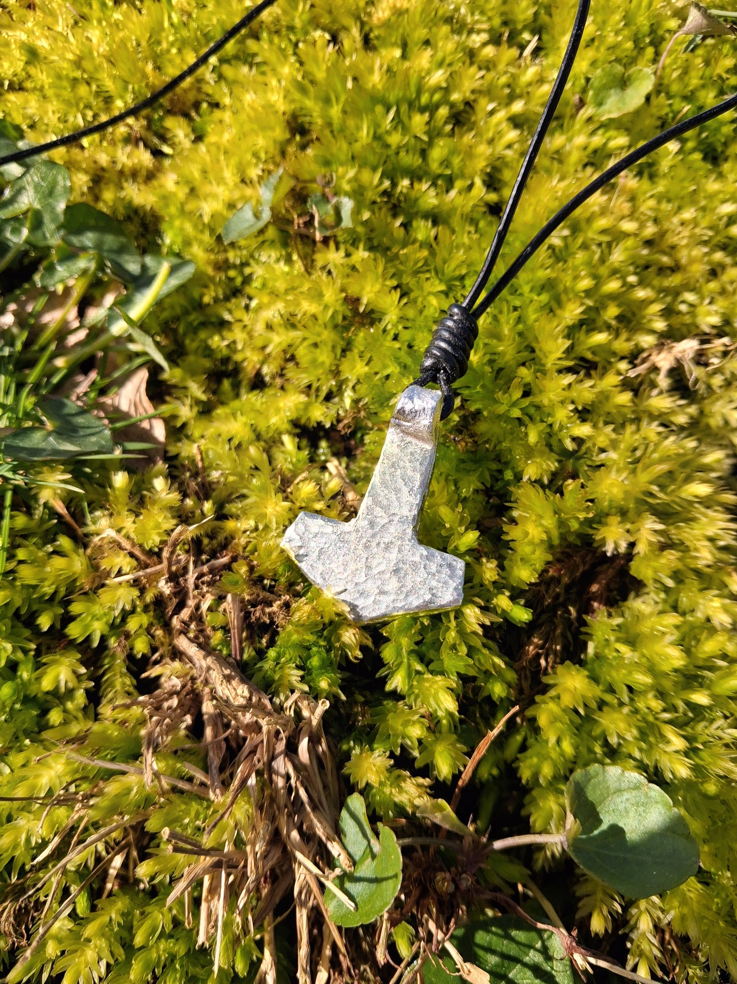 Thors Hammer Pendant |  Mjolnir Pendant Necklace - Cast and Hammered Pewter | Viking Necklace